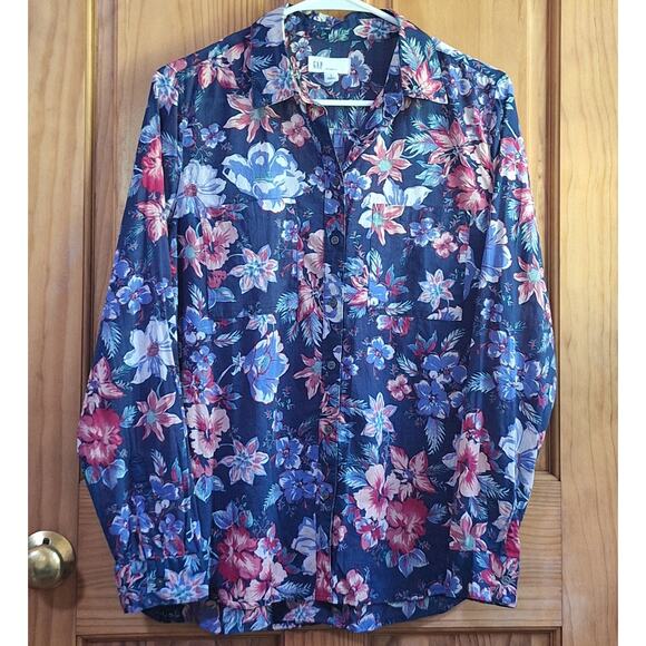 GAP Shirt Women's Small 100% Cotton Lightweight Classic Coastal Tropical - Picture 1 of 9